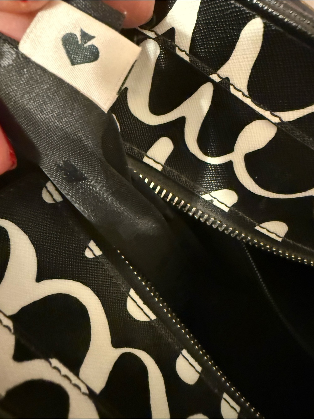 kate spade Black and White Wave-Print Tote - Picture 12 of 14